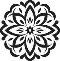 Transcendental Patterns Monochromatic Mandala in Elegant Zenith of Zen Black with Intricate Mandala Pattern vector