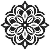 Divine Radiance Mandala Depicting Sleek Black Pattern Soulful Symmetry Black with Mandala in Elegant vector