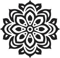 Sacred Geometry Unleashed Mandala Emblem Featuring Monochrome Pattern Infinite Serenity Elegant Mandala in Sleek Black vector