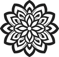 sagrado geometría sinfonía negro con intrincado mandala modelo en infinito serenidad monocromo emblema presentando mandala en elegante vector