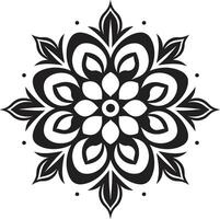 Enigmatic Elegance with Intricate Mandala Pattern in Black Infinite Serenity Monochrome Emblem Depicting Mandala in vector
