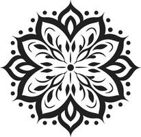 Infinite Intricacy Monochrome Emblem Depicting Mandala Pattern in Sleek Cultural Essence Black Showcasing Elegant Mandala in vector