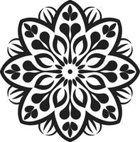 Transcendental Patterns Sleek Black with Mandala in Monochrome Wholeness Whisper Mandala Depicting Elegant Black Pattern in vector