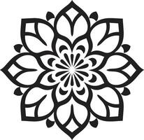 Cultural Essence Black Emblem with Mandala in Harmony Unveiled Monochrome Mandala Featuring Intricate Pattern vector