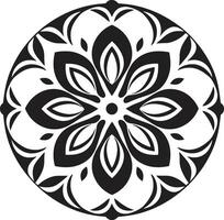 Cultural Essence Mandala Featuring Sleek Black Eternal Harmony Black Emblem with Mandala in Monochrome vector