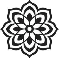 Mystical Medallion Black Emblem Featuring Intricate Mandala Pattern Infinite Intricacy Mandala in Sleek Black vector