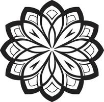 Mandala Magic Monochromatic Emblem with Cultural Kaleidoscope Black Featuring Mandala Pattern in vector