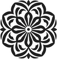Infinite Intricacy Mandala in Sleek Black Zen Essence Monochrome Mandala in Elegant vector