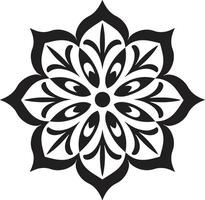 Eternal Harmony Black Emblem with Mandala in Monochrome Zen Blossom Elegant Mandala in Sleek Black vector