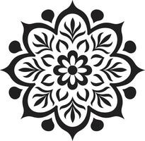 Wholeness Whisper Elegant Black Emblem with Mandala in Cultural Essence Mandala in Monochrome Black vector