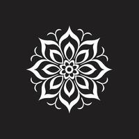 Transcendental Patterns Sleek Mandala in Monochrome Zenith of Zen Mandala Featuring Intricate Pattern in Black vector