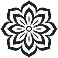 Whirlwind of Wholeness Black Emblem Showcasing Mandala in Enchanting Radiance Mandala in Monochrome Black vector