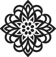 Eternal Symmetry Black Emblem Showcasing Mandala in Transcendental Patterns Sleek Mandala in Monochrome vector