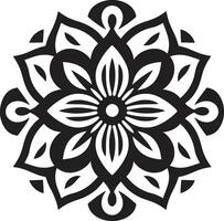 Enigmatic Elegance Monochromatic Mandala in Sleek Black Infinite Serenity Black Featuring Mandala Pattern vector
