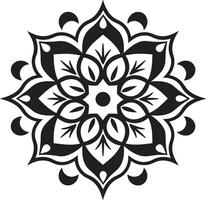 Eternal Harmony Black Emblem with Intricate Mandala Pattern in Zenith of Zen Mandala Featuring Elegant Black Pattern vector