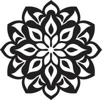 Whirlwind of Wholeness Mandala with Elegant Black Pattern Enchanting Radiance Depicting Mandala in Sleek Black vector