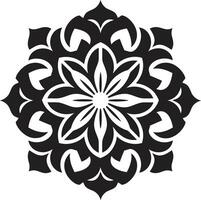 Mystical Medallion Elegant Mandala in Sleek Black Infinite Intricacy Black Featuring Mandala Pattern vector