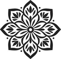 Sacred Geometry Symphony Black Emblem Showcasing Mandala in Enchanting Elegance Monochrome Mandala with Intricate vector