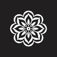 Enchanting Radiance Depicting Mandala in Sleek Black Infinite Harmony Monochromatic Mandala Emblem Featuring Pattern vector