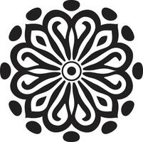 Zenith of Zen Mandala Depicting Elegant Black Pattern Wholeness Whisper Monochrome Mandala Emblem Featuring vector