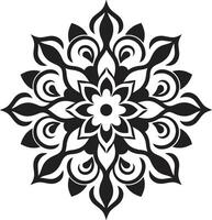 enigmático elegancia con intrincado mandala modelo en negro infinito serenidad monocromo emblema representando mandala en vector