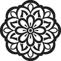 Zen Essence Sleek Mandala in Monochrome Harmony Unveiled Mandala in Black with Elegant Pattern vector