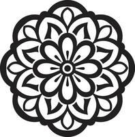 zen esencia pulcro mandala en monocromo armonía desvelado mandala en negro con elegante modelo vector