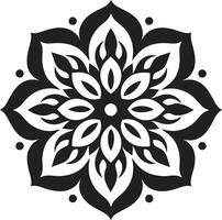 Infinite Harmony Monochromatic Mandala Emblem Featuring Pattern Zen Blossom Elegant Black with Mandala in vector