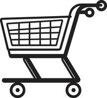 Cart Couture Sleek Black Shopping Trolley in Retail Royalty Monochromatic Depicting Black Shopping Trolley in vector