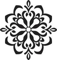 Soulful Symmetry Black with Mandala in Elegant Mandala Magic Monochromatic Mandala Featuring Black vector