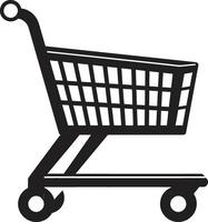 Retail Rhapsody Monochromatic with Black Shopping Trolley Market Maven Sleek Depicting Shopping Trolley in Black vector