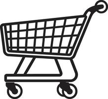 Market Maven Sleek Depicting Shopping Trolley in Black Basket Ballet Monochromatic Shopping Trolley in vector