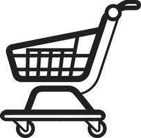 Elegance in Every Aisle Black Shopping Trolley Emblem in Market Melody Showcasing Shopping Trolley in Black vector