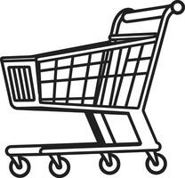 Elegance in Every Aisle Black Shopping Trolley Emblem in Market Melody Showcasing Shopping Trolley in Black vector