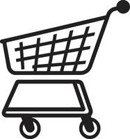 Elegance in Every Aisle Black Shopping Trolley Emblem in Market Melody Showcasing Shopping Trolley in Black vector