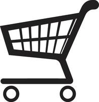 Retail Elegance Black Shopping Trolley Emblem in Trolley Tango Sleek Featuring Black Shopping Cart vector