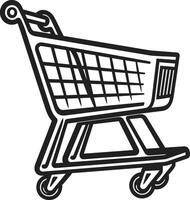 Sleek Shopping Symphony Monochromatic with Black Trolley Cartographic Charm Black Shopping Trolley in vector