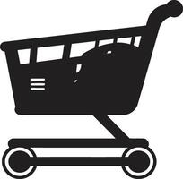 Basket Ballet Monochromatic Shopping Trolley in Retail Elegance Black Shopping Trolley Emblem in vector