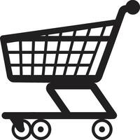 Market Melody Showcasing Shopping Trolley in Black Cart Couture Sleek Black Shopping Trolley in vector