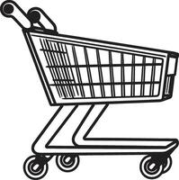 Market Melody Showcasing Shopping Trolley in Black Cart Couture Sleek Black Shopping Trolley in vector