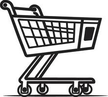 Retail Rhapsody Featuring Black Shopping Trolley Elegance Elegant Cartography Monochromatic Shopping Trolley in vector