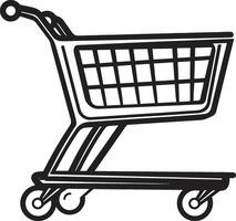 Market Melody Showcasing Shopping Trolley in Black Cart Couture Sleek Black Shopping Trolley in vector