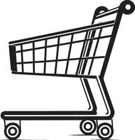 Retail Rhythm Monochromatic of a Sleek Shopping Trolley in Shopaholic Symphony Black Emblem Depicting Shopping Trolley vector