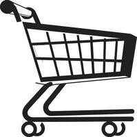 Elegance in Every Aisle Black Shopping Trolley Emblem in Market Melody Showcasing Shopping Trolley in Black vector
