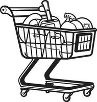 Retail Elegance Monochromatic Featuring Shopping Trolley Trolley Tango Elegant with Black Shopping Cart vector