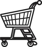 Cart Couture Sleek Black Shopping Trolley in Retail Royalty Monochromatic Depicting Black Shopping Trolley in vector