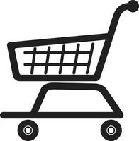 Retail Elegance Black Shopping Trolley Emblem in Trolley Tango Sleek Featuring Black Shopping Cart vector