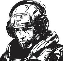 aumentado vengador bio tecnología guerrero insignias virtual justiciero cyberpunk soldado vector