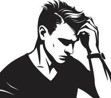 Thought Twister Depressed Man in Despairing Dilemma of a Head scratching Person vector