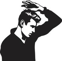 Cognitive Crisis of a Head scratching Persona Puzzle of Regret Depressed Man vector